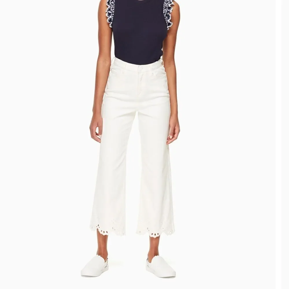 kate spade / cutwork denim white high waist jeans